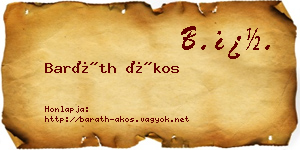 Baráth Ákos névjegykártya